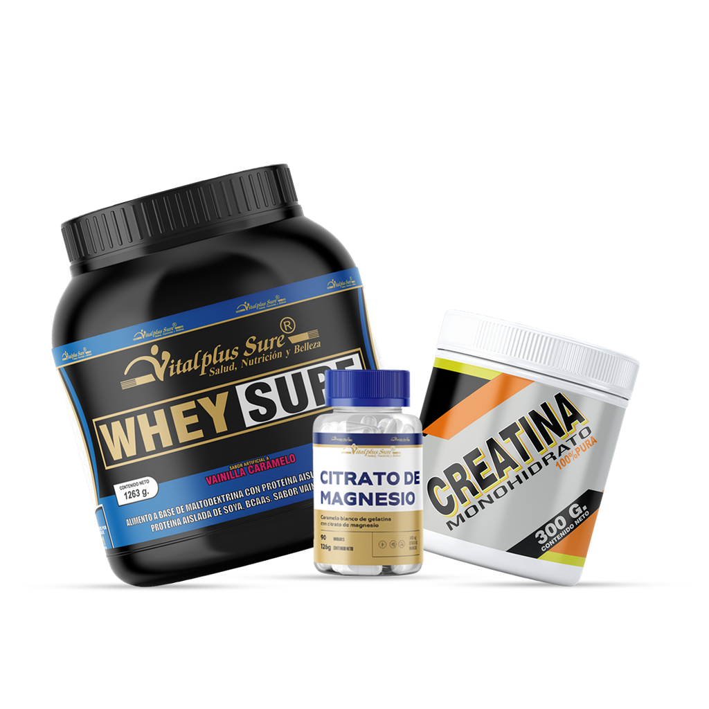 Whey Sure 1263 gr + Creatina + Cápsulas de Citrato de Magnesio